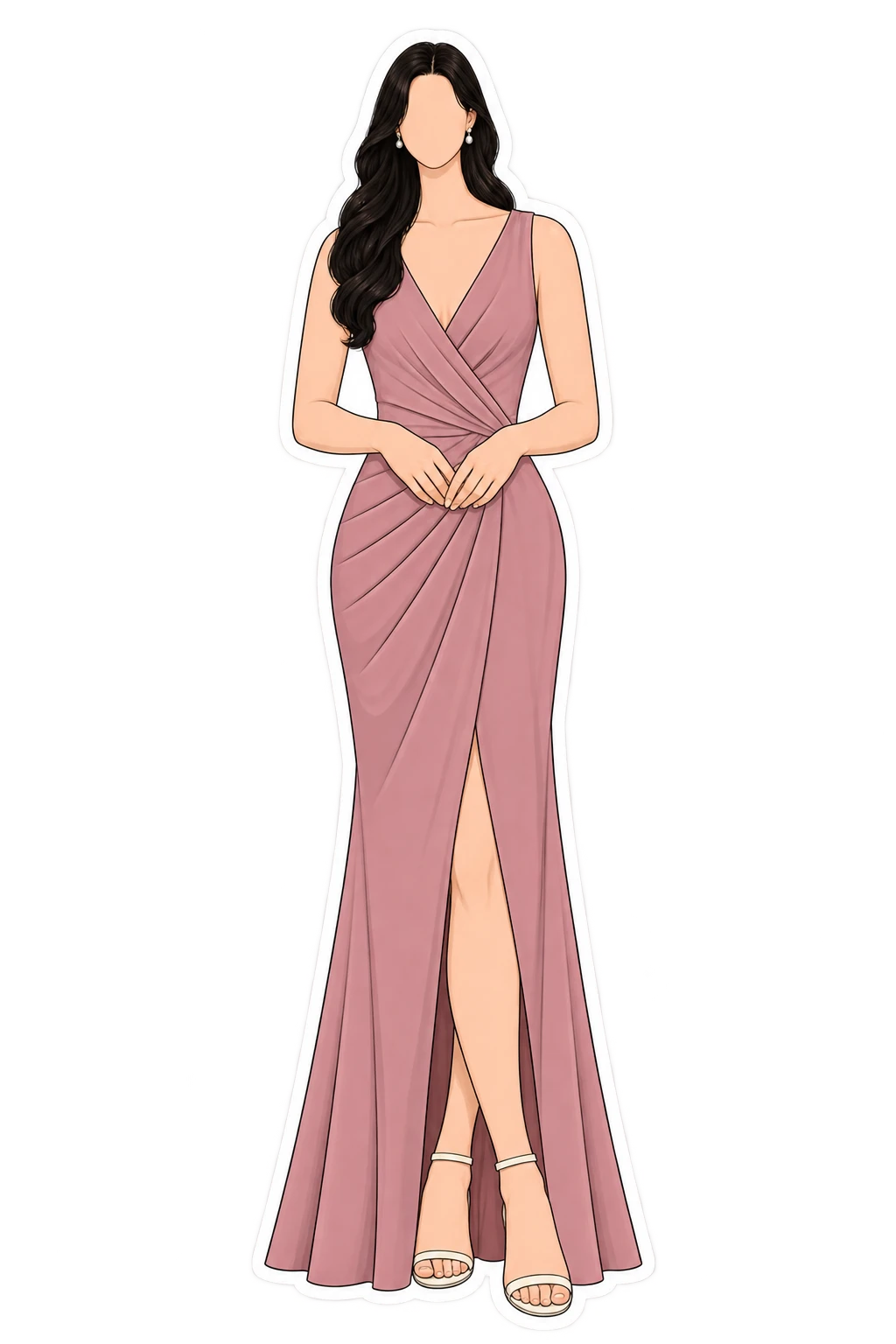 A ninang in an old rose formal gown.