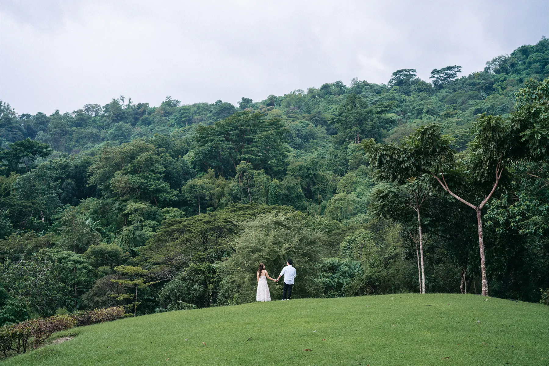 Paul and Jaimie on a hilltop lawn